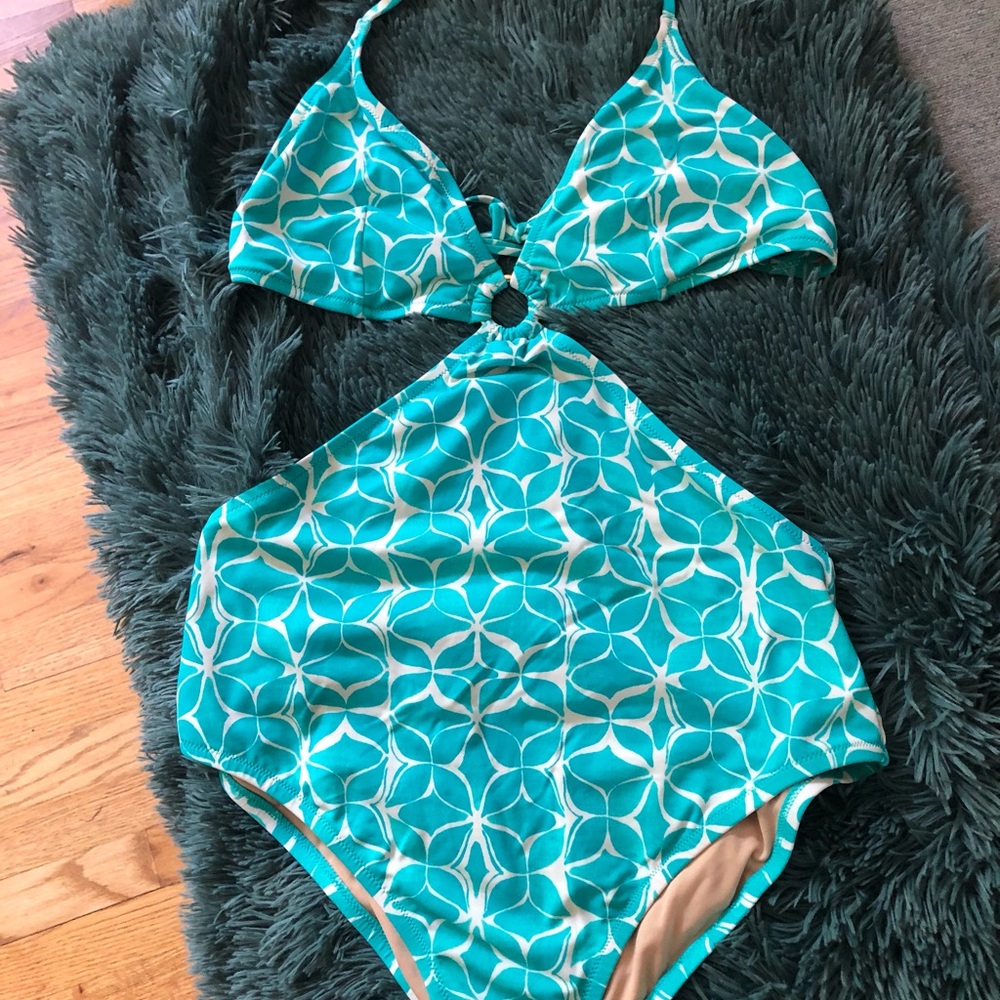 Seafoam Geometric One-Piece Cutout Swimsuit